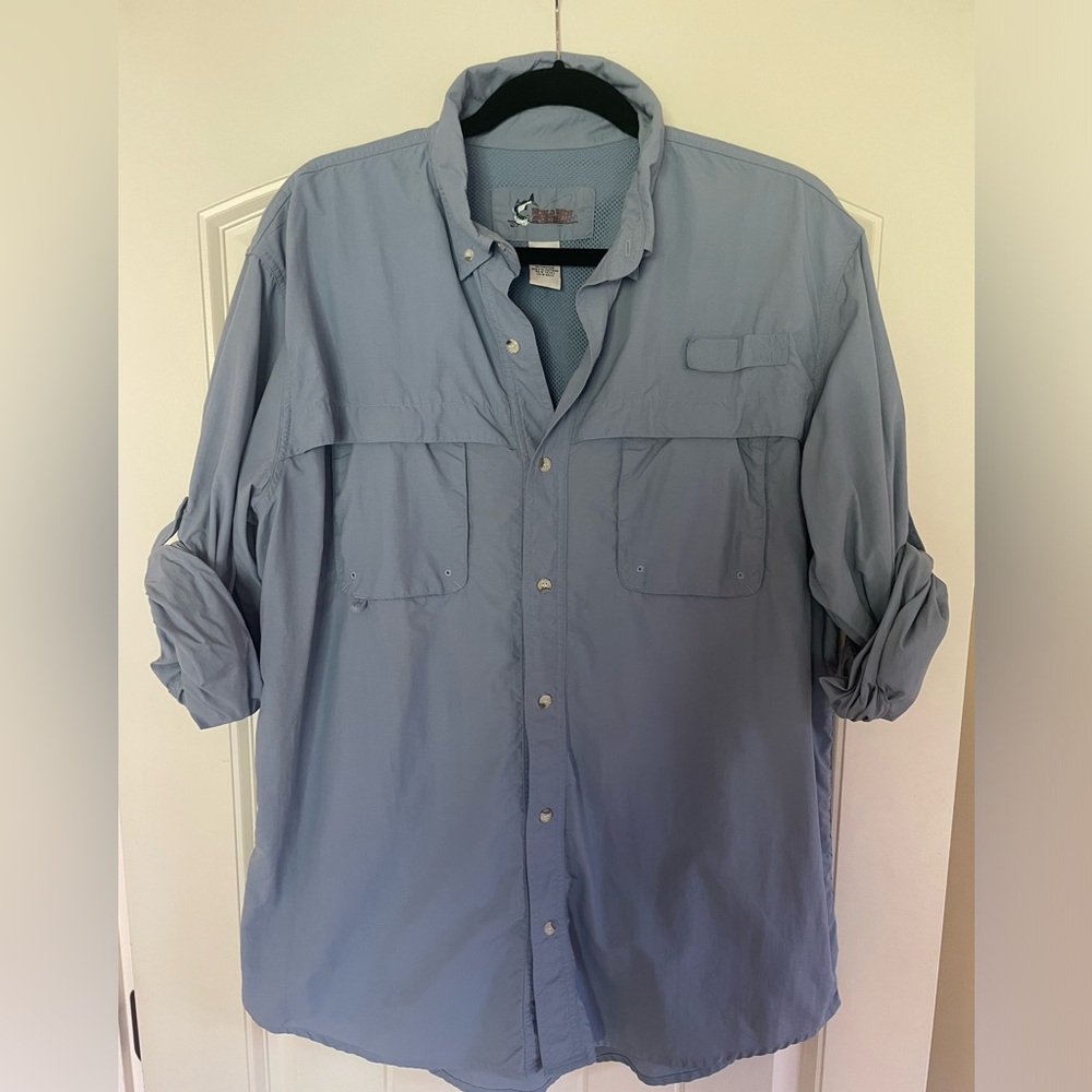 Sportsman Light Blue Button-Up Fishing Shirt
